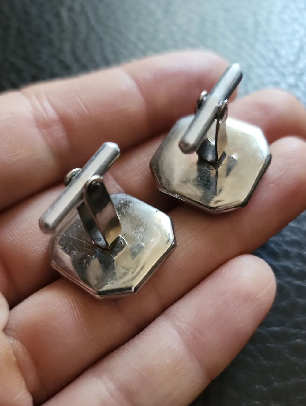 VTG Octagon Sterling & Mother-of-Pearl Cufflinks - Iridescent Shell